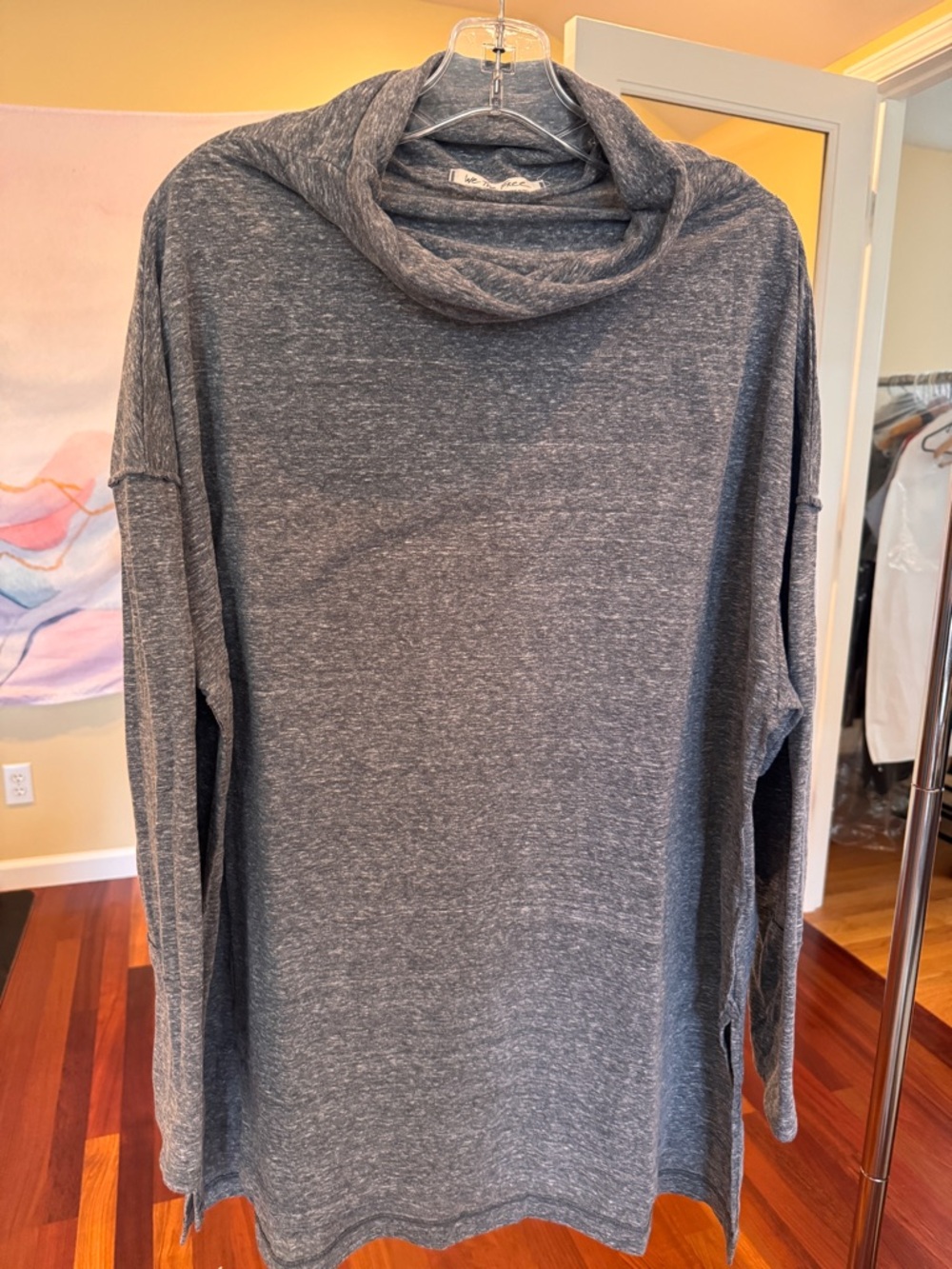 We The Free Gray Cowl Neck Long Sleeve Top Medium Oversized Soft Knit